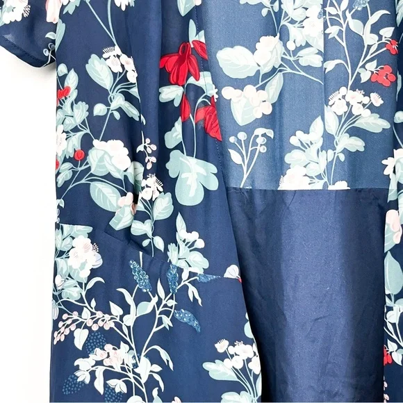 Dynamite Blue Sheer Summer Cardigan White Red Pink Flowers - Picture 10 of 10